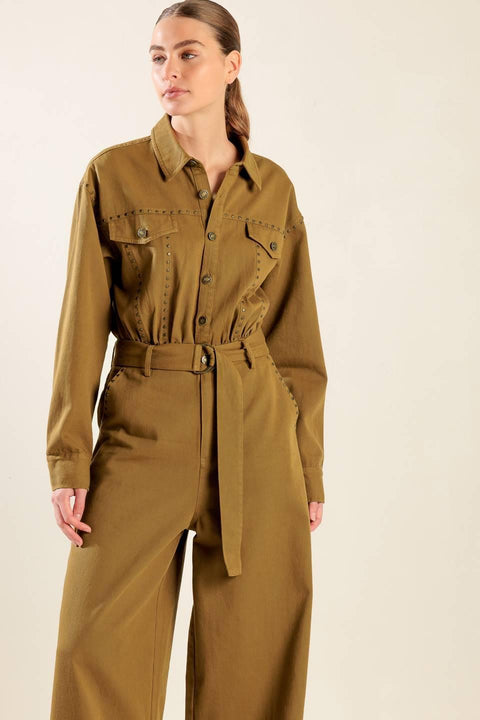 FLEETING WHISPERS TWILL JUMPSUIT