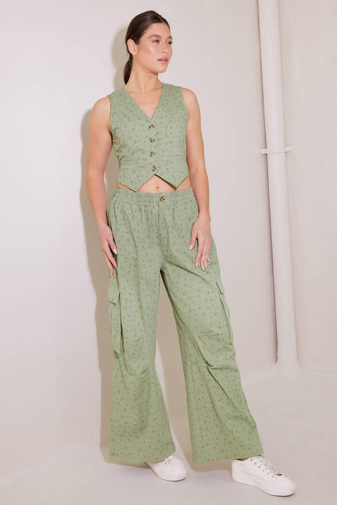 DRIFTING CURRENTS OLIVE WOVEN PANTS