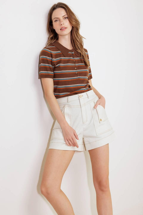 SIMPLY MINE CREAM WOVEN SHORT