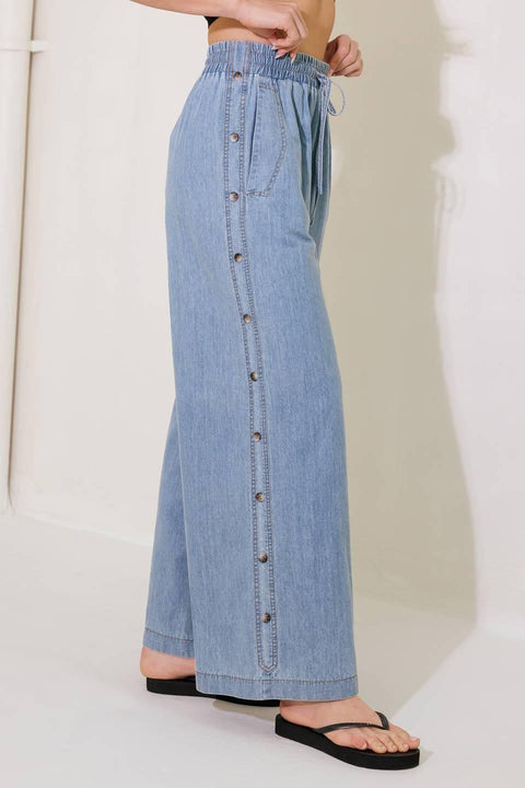 RIVERSIDE SIPS LIGHT INDIGO CHAMBRAY PANTS