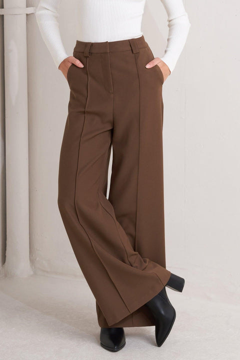 MONDAY FLOW BROWN WOVEN PANTS
