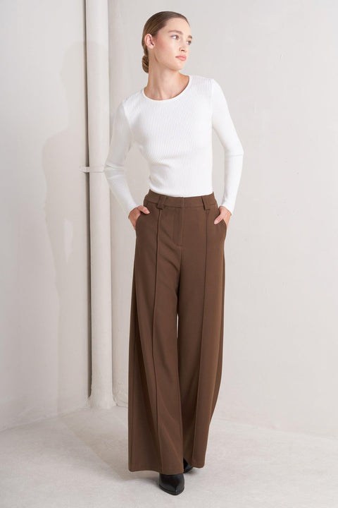 MONDAY FLOW BROWN WOVEN PANTS