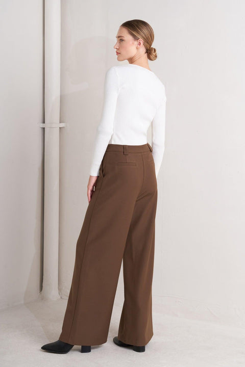 MONDAY FLOW BROWN WOVEN PANTS