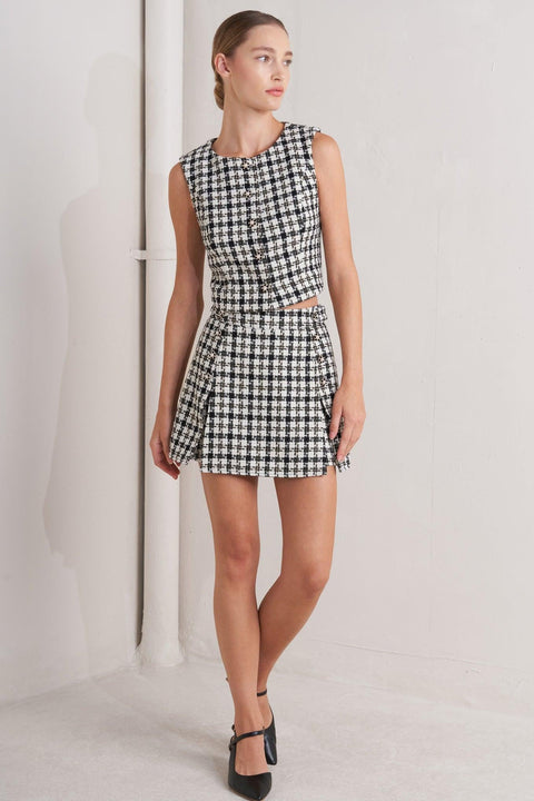 MONA CHECK TWEED SKORT