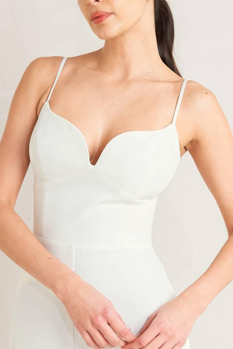 PRISTINE EDGE OFF WHITE WOVEN JUMPSUIT