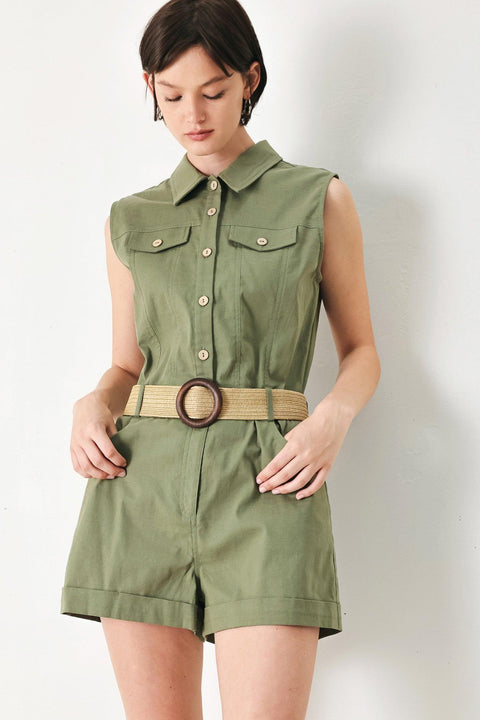 CUTIE EXPLORER WOVEN ROMPER