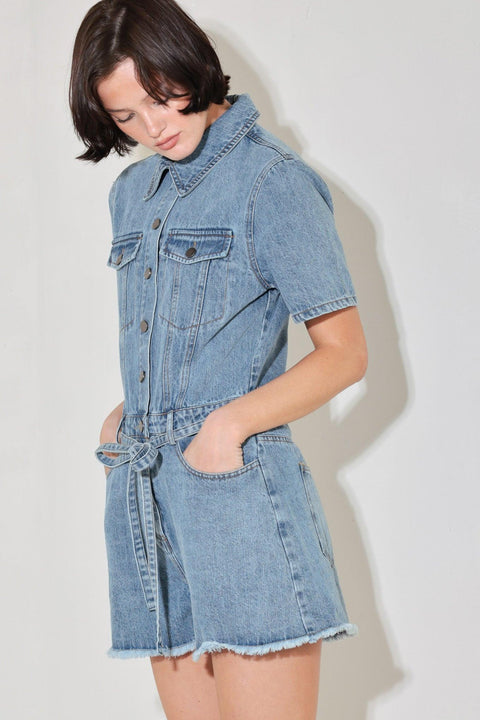 LAIDBACK LUXE DENIM ROMPER