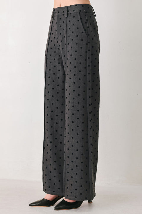 CHARCOAL DOT CHARCOAL WIDE-LEG PANTS