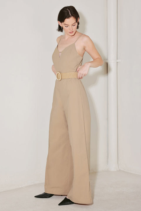 NEUTRAL GODDESS WOVEN JUMPSUIT