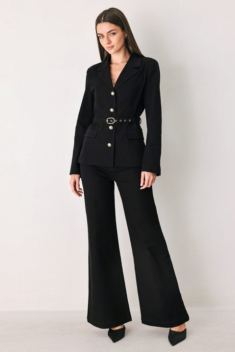 DENIM AUTHORITY BLACK DENIM WIDE-LEG PANTS