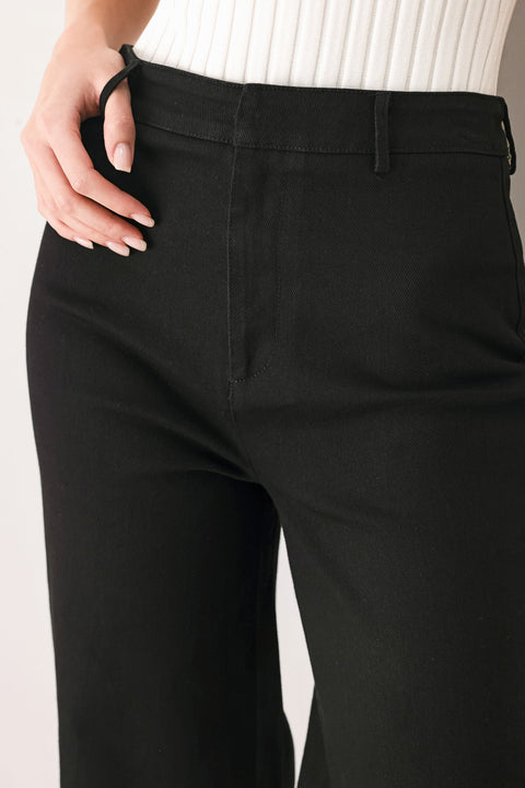 DENIM AUTHORITY BLACK DENIM WIDE-LEG PANTS