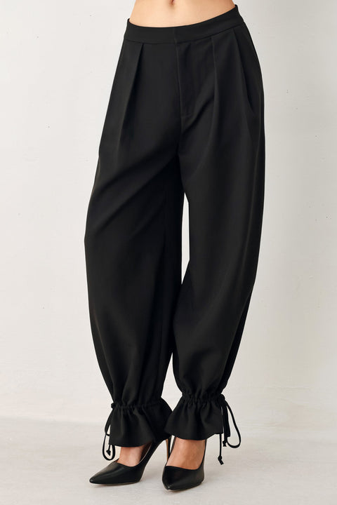 NOIR DRAWSTRING WOVEN PANTS