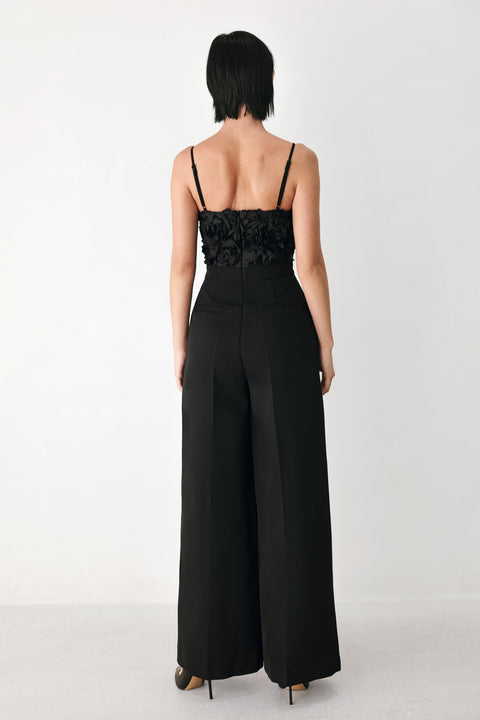 ROSE ALL NIGHT ROSETTE WIDE LEG JUMPSUIT