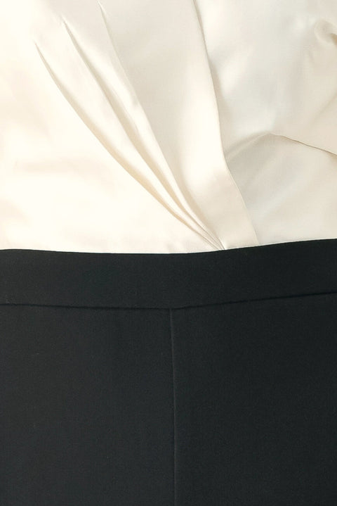 TUXEDO HOUR BLACK/CREAM STRAPLESS WIDE-LEG JUMPSUIT