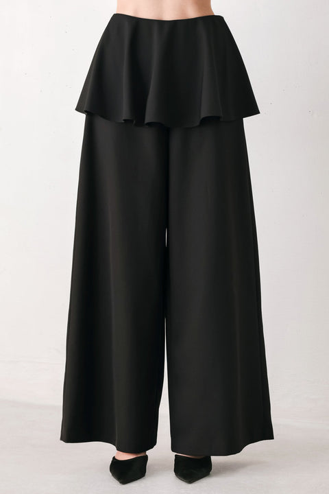 NOIR LAYER BLACK SKIRT-OVERLAY PANTS