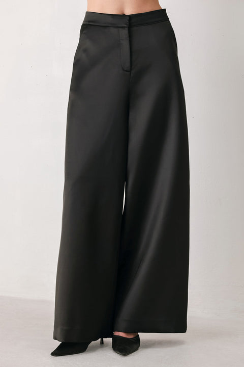 MODERN NOIR BLACK/BURGUNDY WIDE-LEG PANTS