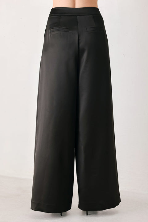 MODERN NOIR BLACK/BURGUNDY WIDE-LEG PANTS