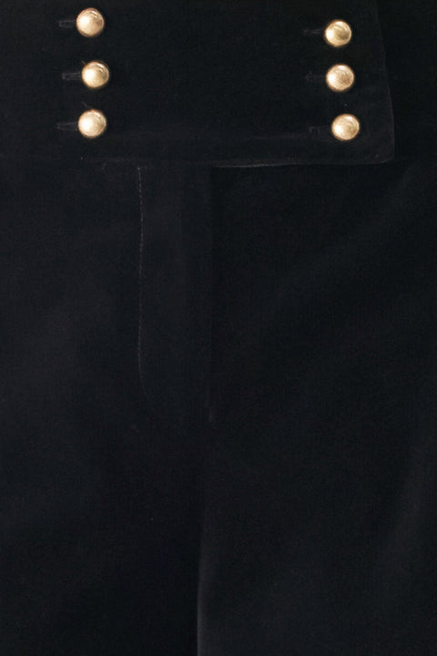 VELVET COMMAND BLACK BUTTON-WAIST WIDE-LEG PANTS