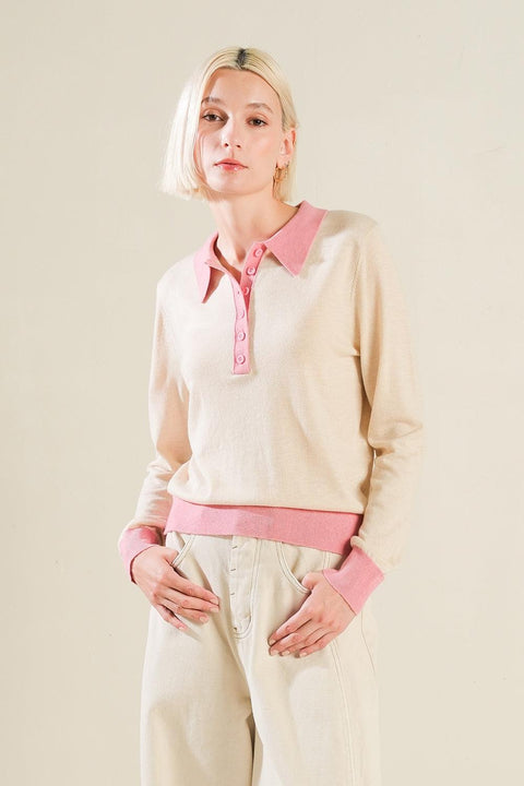 HIDDEN REFLECTIONS SWEATER POLO TOP