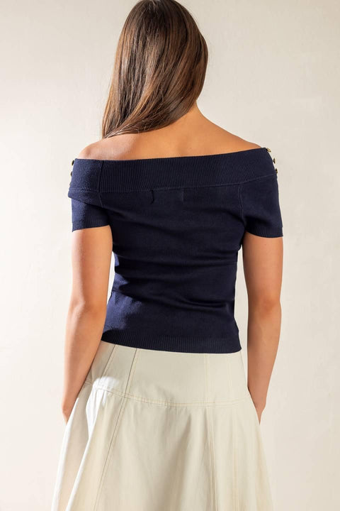 TIME FOR TEA OFF SHOULDER SWEATER TOP