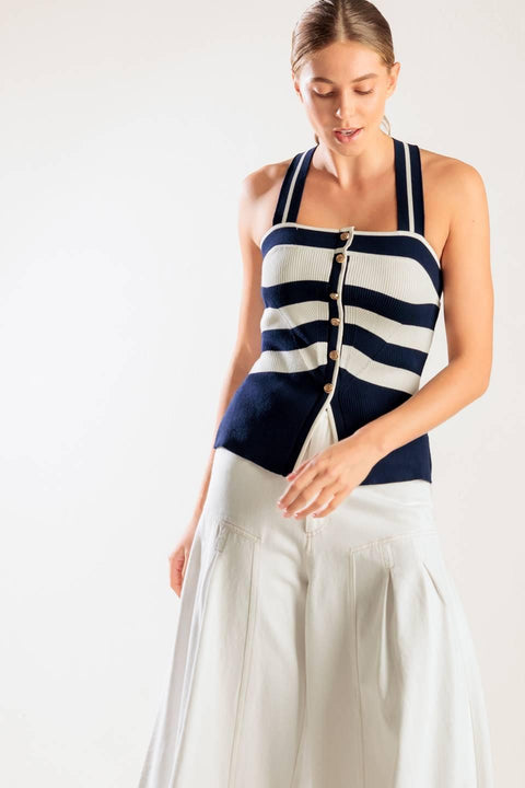 SHINE BRIGHT NAVY KNIT TOP