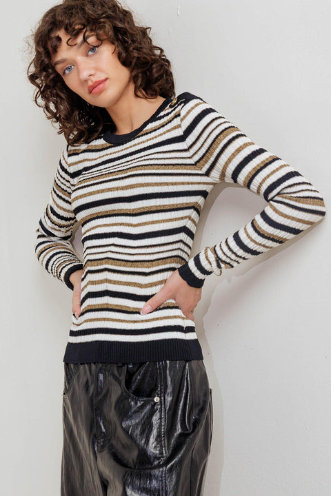SWEET STRIPE MUSE SWEATER KNIT TOP