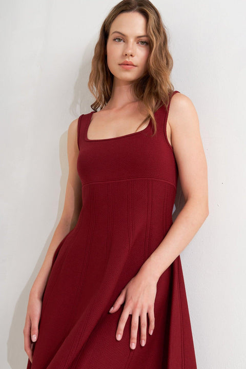 SKATER IN WINE SWEATER MINI DRESS