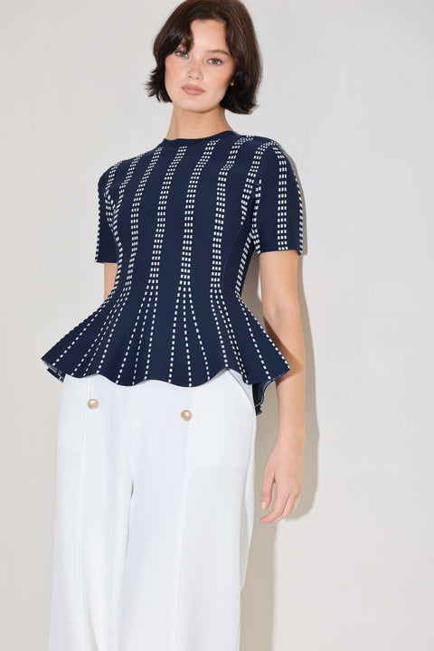 EVENING RUSTLE JACQUARD SWEATER TOP