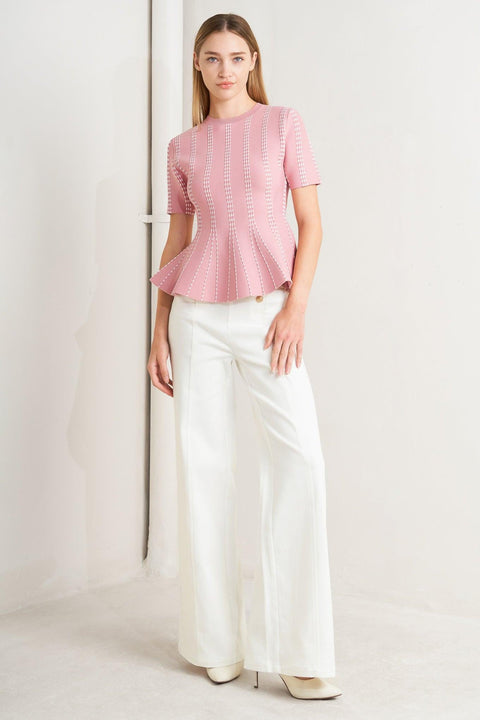 EVENING RUSTLE JACQUARD SWEATER TOP
