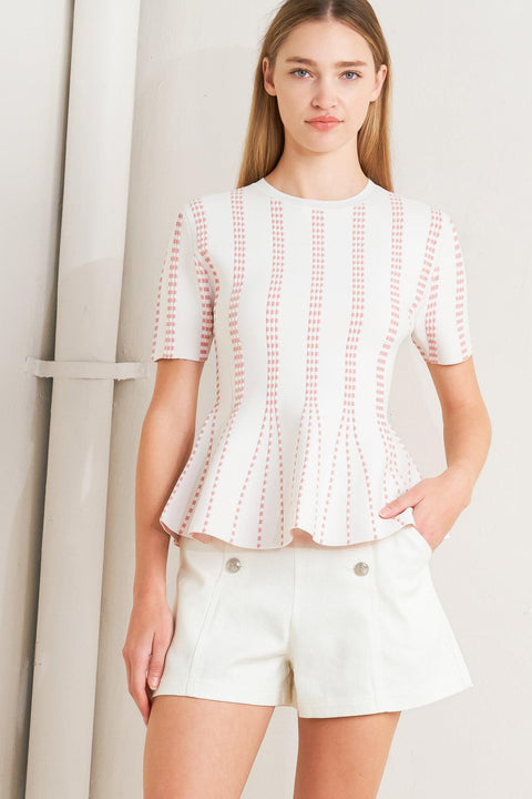 EVENING RUSTLE JACQUARD SWEATER TOP