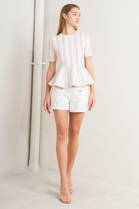 EVENING RUSTLE JACQUARD SWEATER TOP