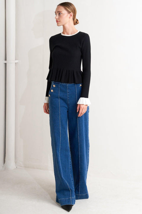 DELICATE EDGE SWEATER KNIT TOP