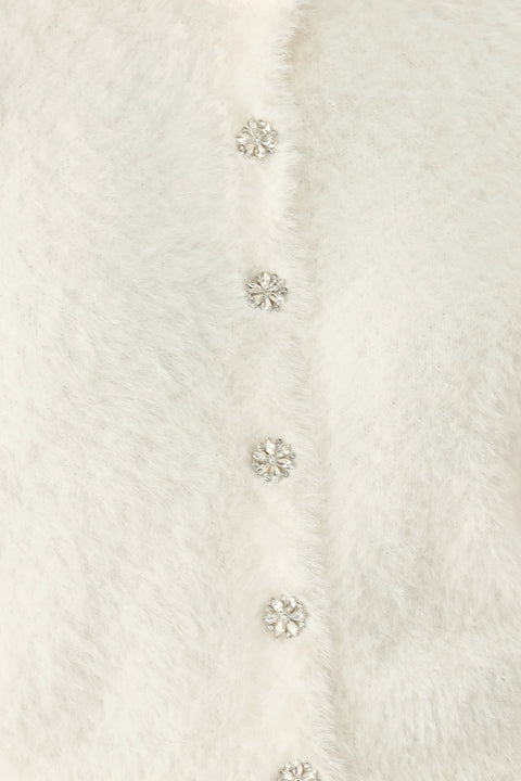 CAMEL CLASSIC CAMEL/OFF WHITE ELBOW-SLEEVE CARDIGAN