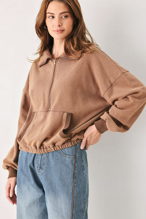 DELIGHTFUL DRAPE FRENCH TERRY SWEATSHIRT