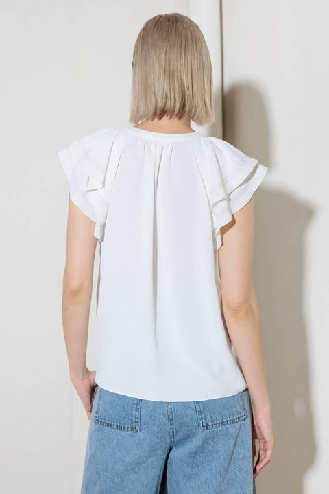 MADE FOR ROMANCE OFF WHITE WOVEN TOP
