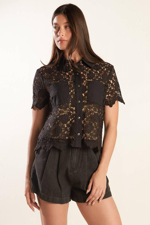 DREAM OF THE FLEET WOVEN LACE TOP