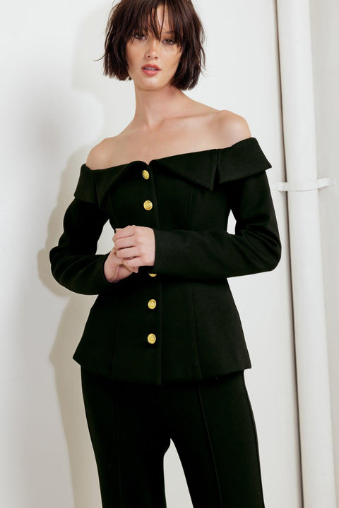 MODERN FLOW BLACK WOVEN TOP