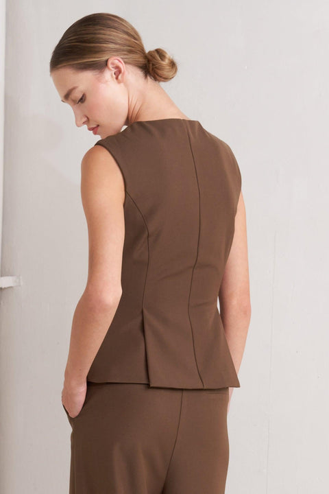 MONDAY FLOW BROWN WOVEN TOP