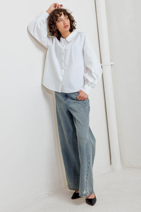 WHITE NOISE SOLID WOVEN TOP