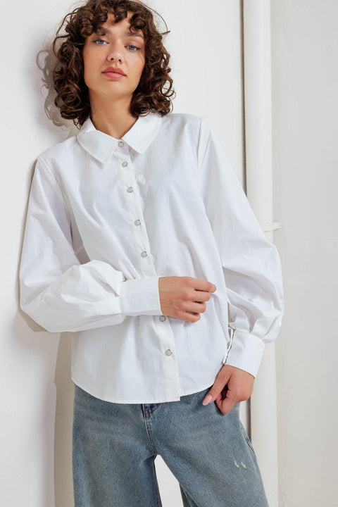 WHITE NOISE SOLID WOVEN TOP