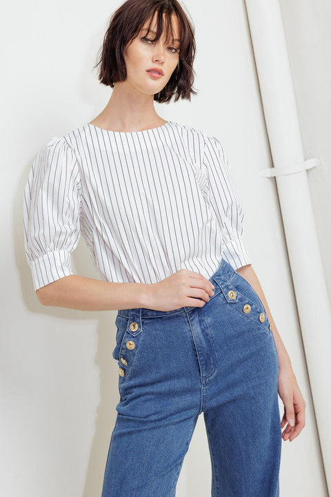 COCOON HOUR WHITE WOVEN TOP