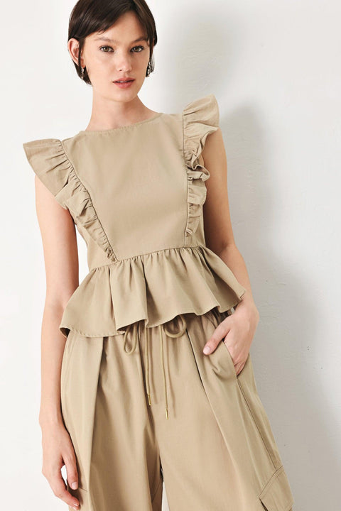 WHITE BLOSSOM WOVEN TOP