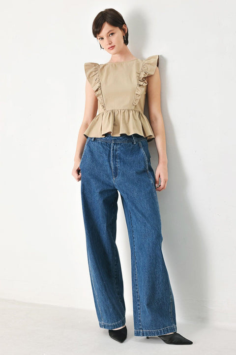 WHITE BLOSSOM WOVEN TOP