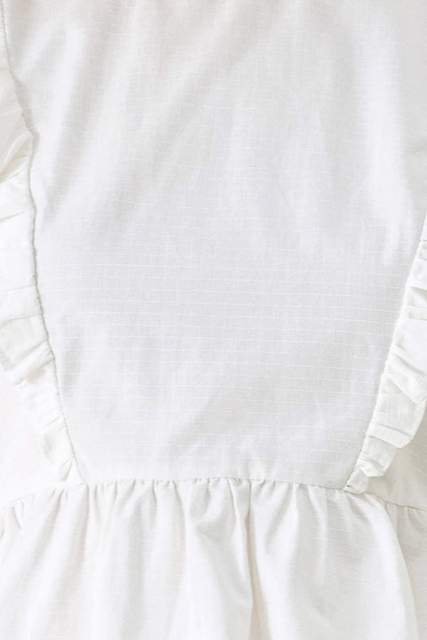 WHITE BLOSSOM WOVEN TOP