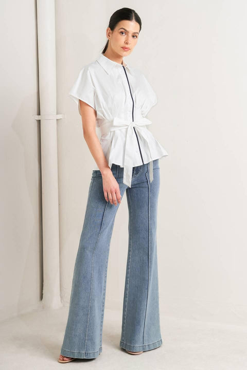 QUIET FORCE WOVEN TOP