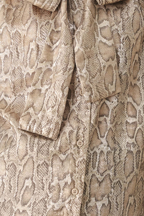 SERPENTINE TAUPE SNAKESKIN WOVEN TOP