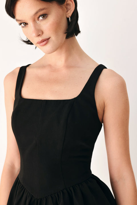 MIDNIGHT ROMANCE SQUARE NECK PEPLUM TOP
