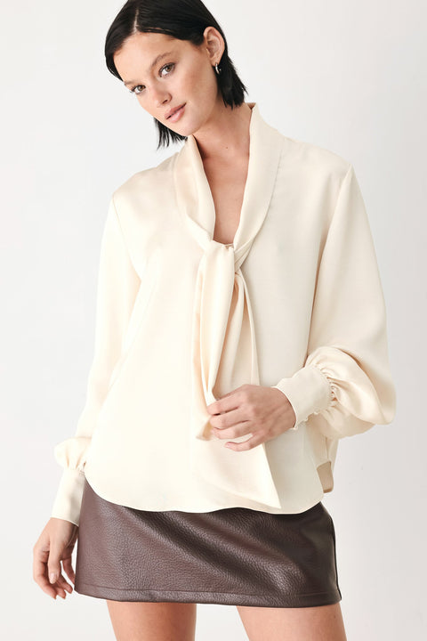 CHAMPAGNE WISHES TIE FRONT BLOUSE