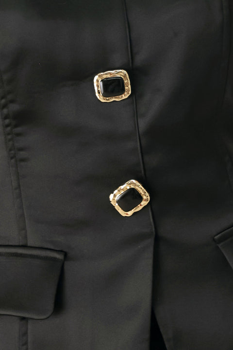 MODERN NOIR BLACK STRAPLESS BUTTON TOP