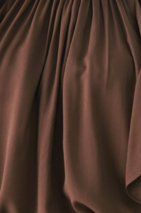 COCOA CASCADE BROWN TIERED-RUFFLE BLOUSE